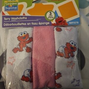 Sesame Street Elmo Washcloths - Pink and White